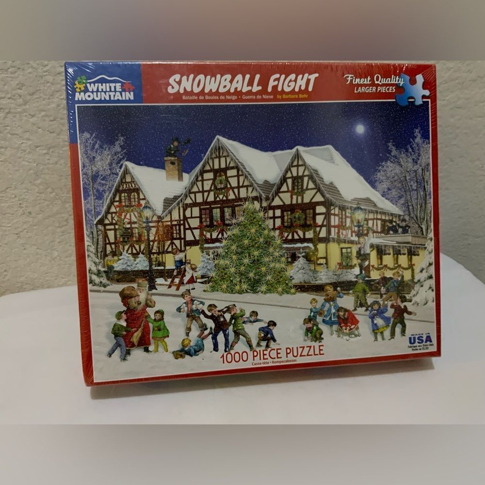 White Mountain 1000 piece puzzle snowball fight puzzles